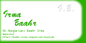 irma baahr business card